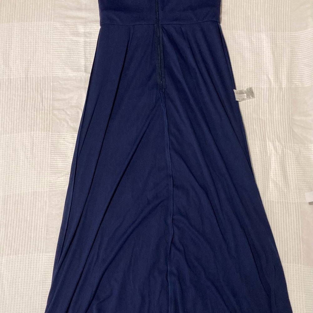 Alex Evenings Navy Blue Sequin Embellished Gown | V-Neck‎ | Empire Waist - Picture 9 of 15